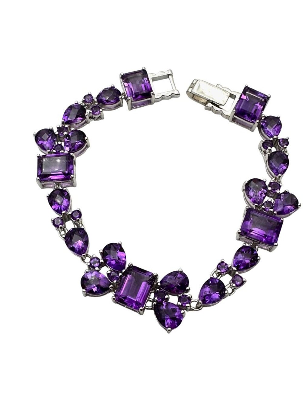 Sterling Silver Purple Amethyst Tennis Bracelet 8 Inch